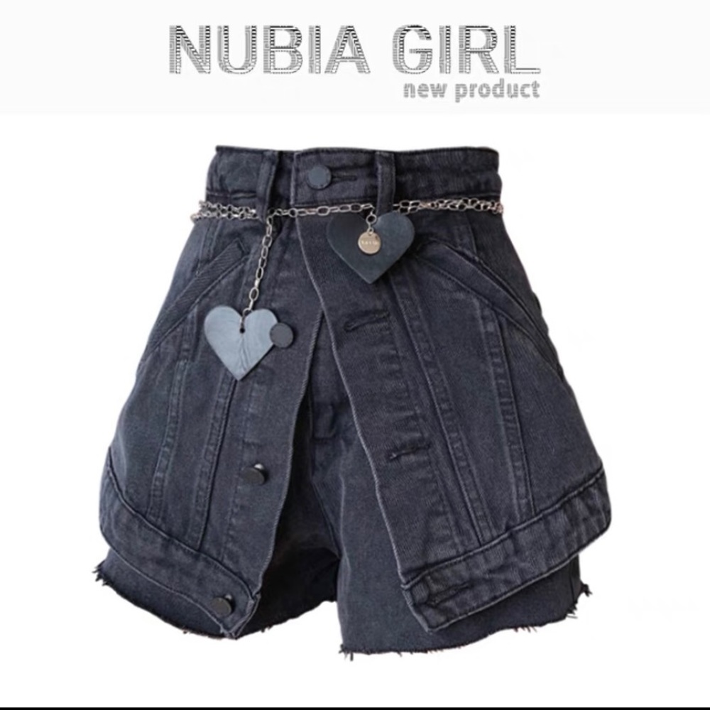 brand new black denim shorts with tag on